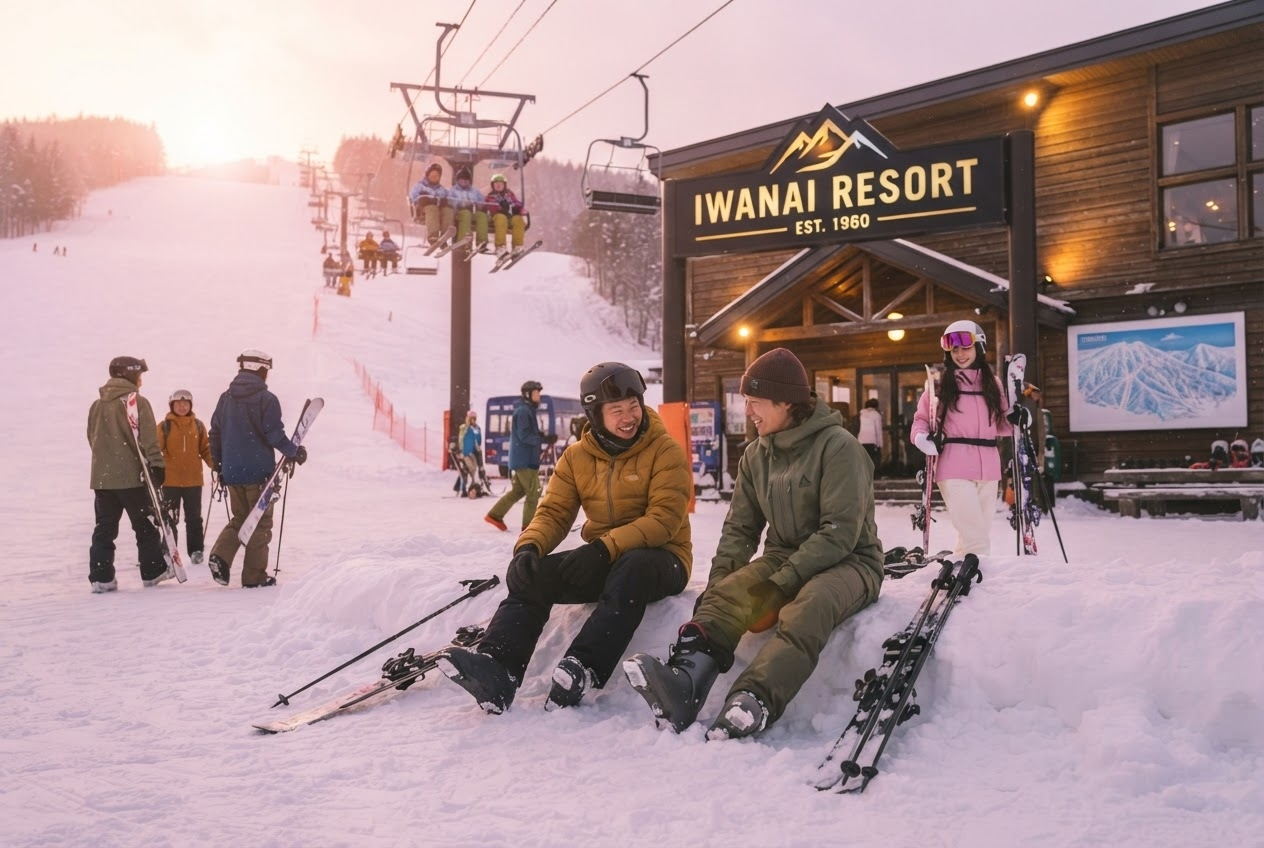 雪山とスキー用品